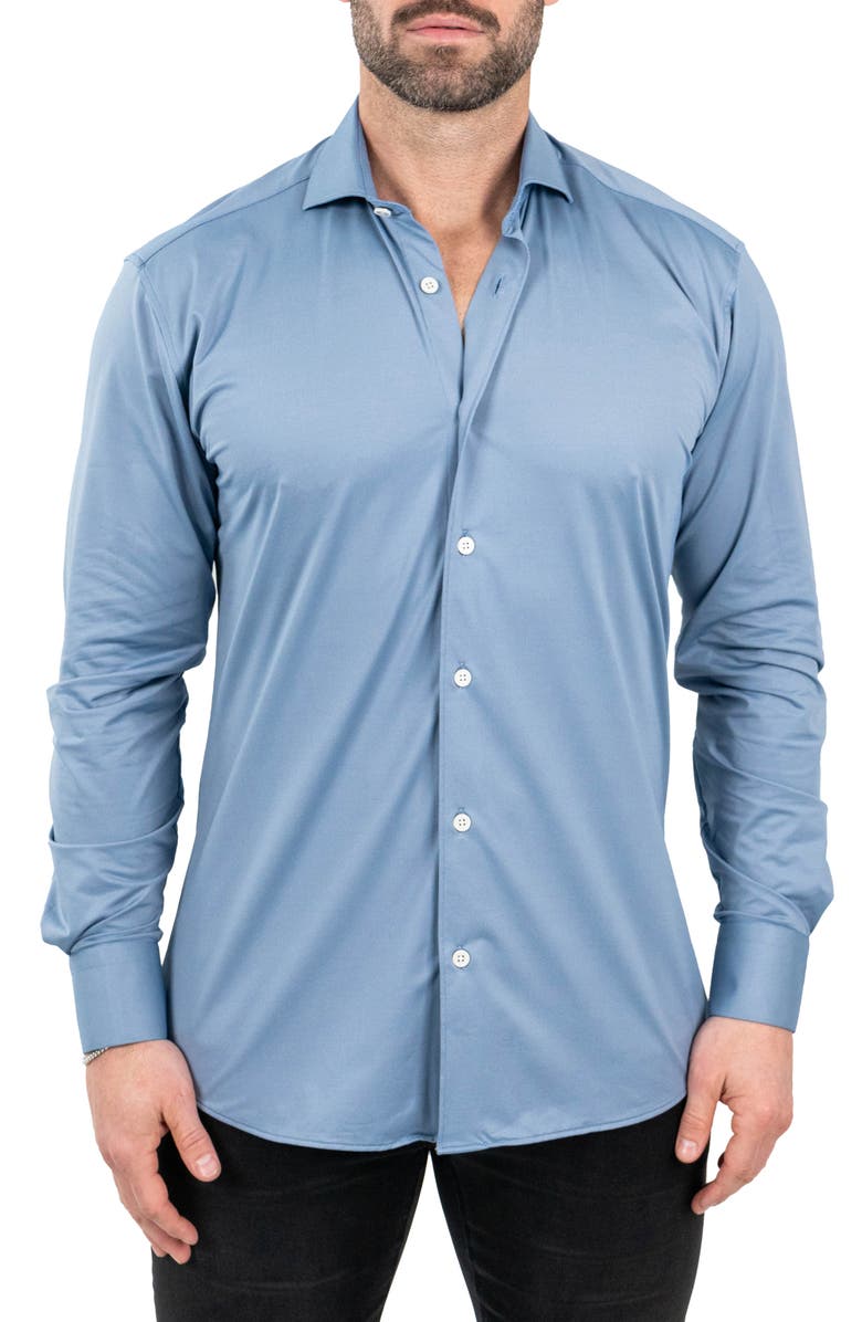 Maceoo Einstein Stretchblotter Blue Button-Up Shirt, Main, color, Blue