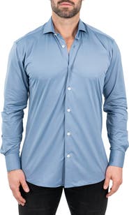 Maceoo Einstein Stretchblotter Blue Button-Up Shirt