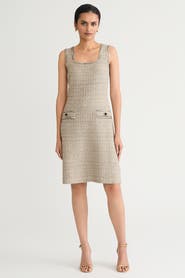 Ming Wang x Tanya Foster Shimmer Tweed A Line Dress