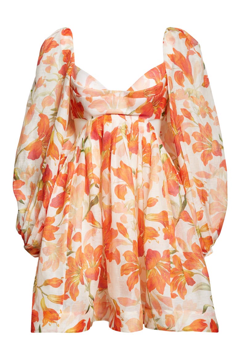 Tranquility Floral Long Sleeve Bralette Bodice Minidress, Alternate, color, RED LILY