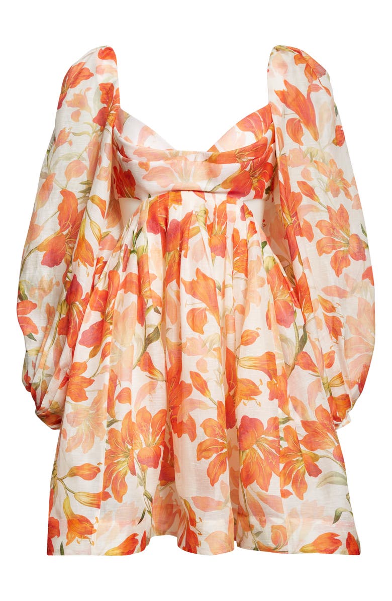 Zimmermann Tranquility Floral Long Sleeve Bralette Bodice Minidress, Alternate, color,