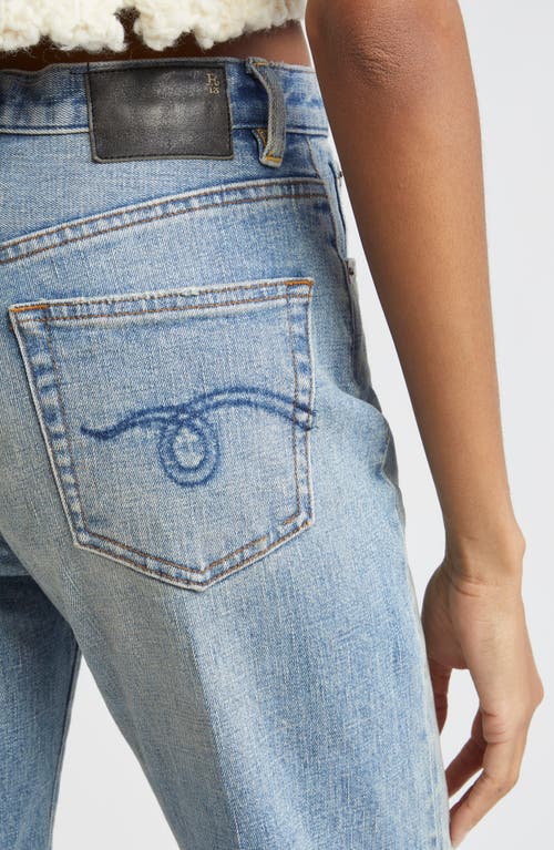 R13 Distressed Straight Leg Jeans In Blue