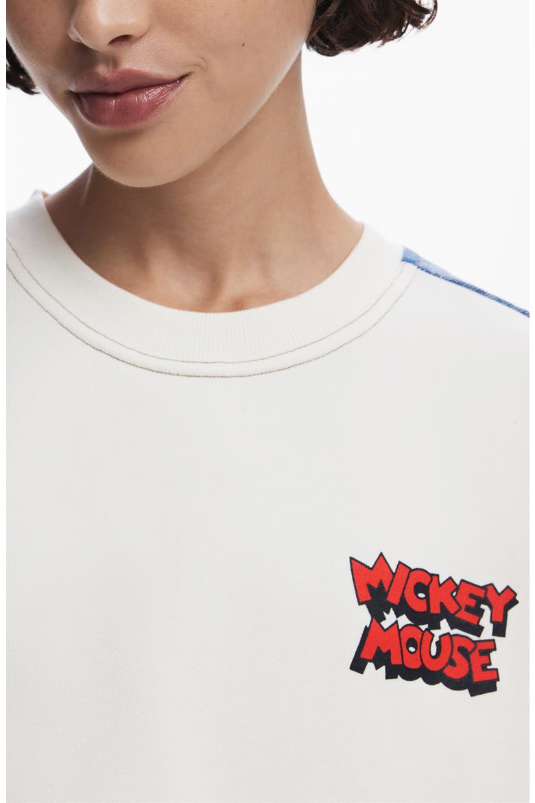 Mickey & Minnie Mixed Media Sweatshirt, Alternate, color, LIGHT BEIGE