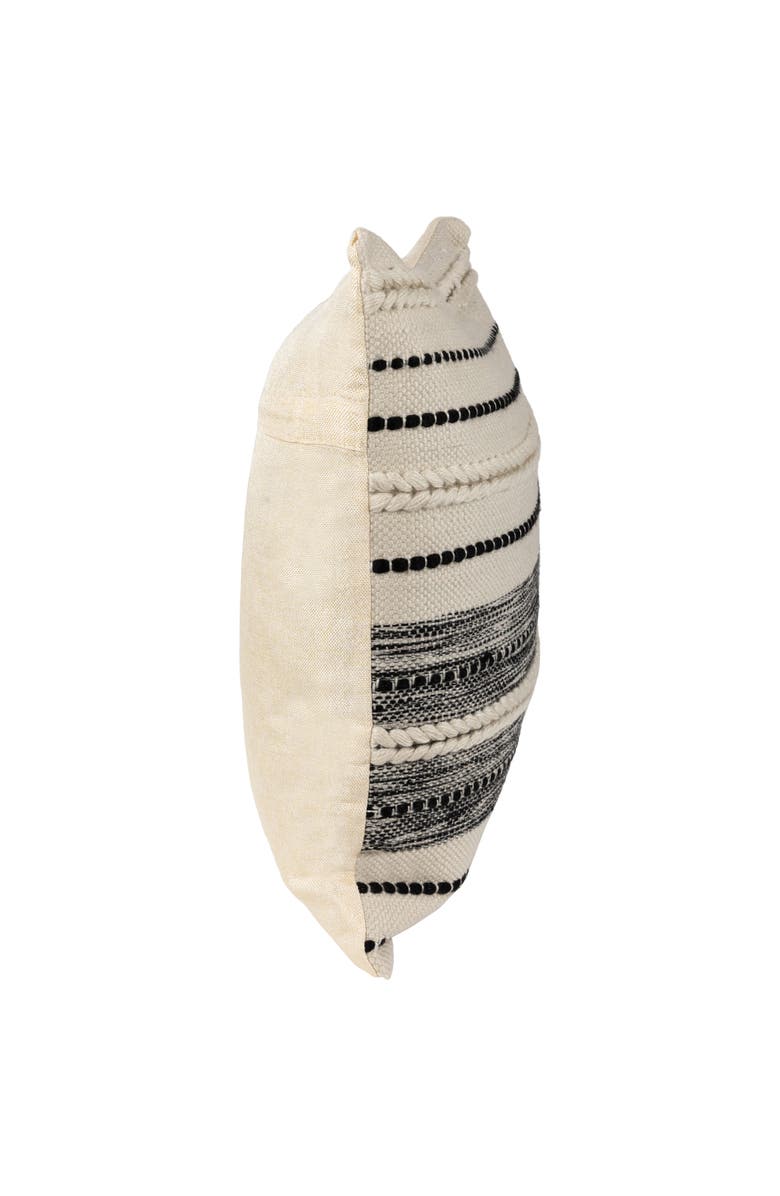 Northlight 20" Cream and Black Twisted Textured Block Handloom Woven Outdoor Square Throw Pillow, Alternate, color,