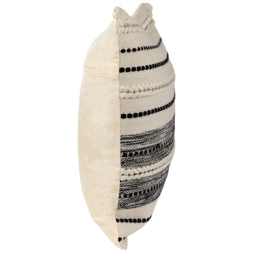 Northlight 20" Cream And Black Twisted Textured Block Handloom Woven Outdoor Square Throw Pillow