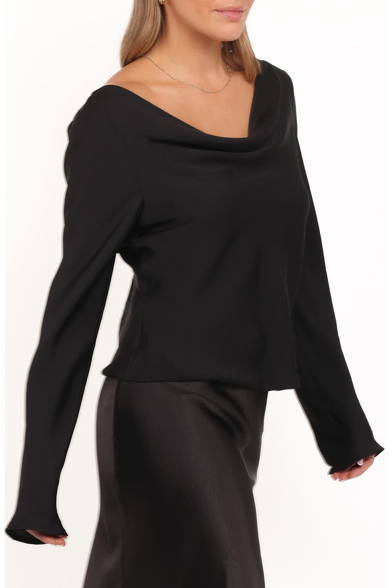 Vinita Cowl Neck Long Sleeve Top, Alternate, color, BLACK