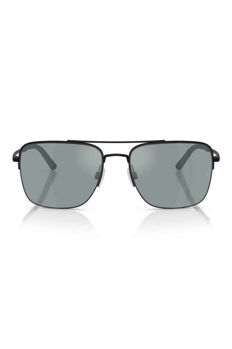 Roger Federer 56mm Polarized Pilot Sunglasses, Main, color, MATTE BLACK / BLACK