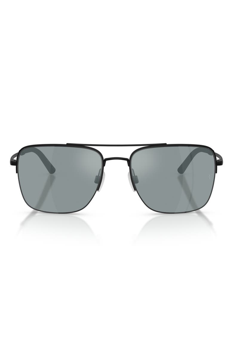 Oliver Peoples Roger Federer 56mm Polarized Pilot Sunglasses, Main, color, Matte Black / Black