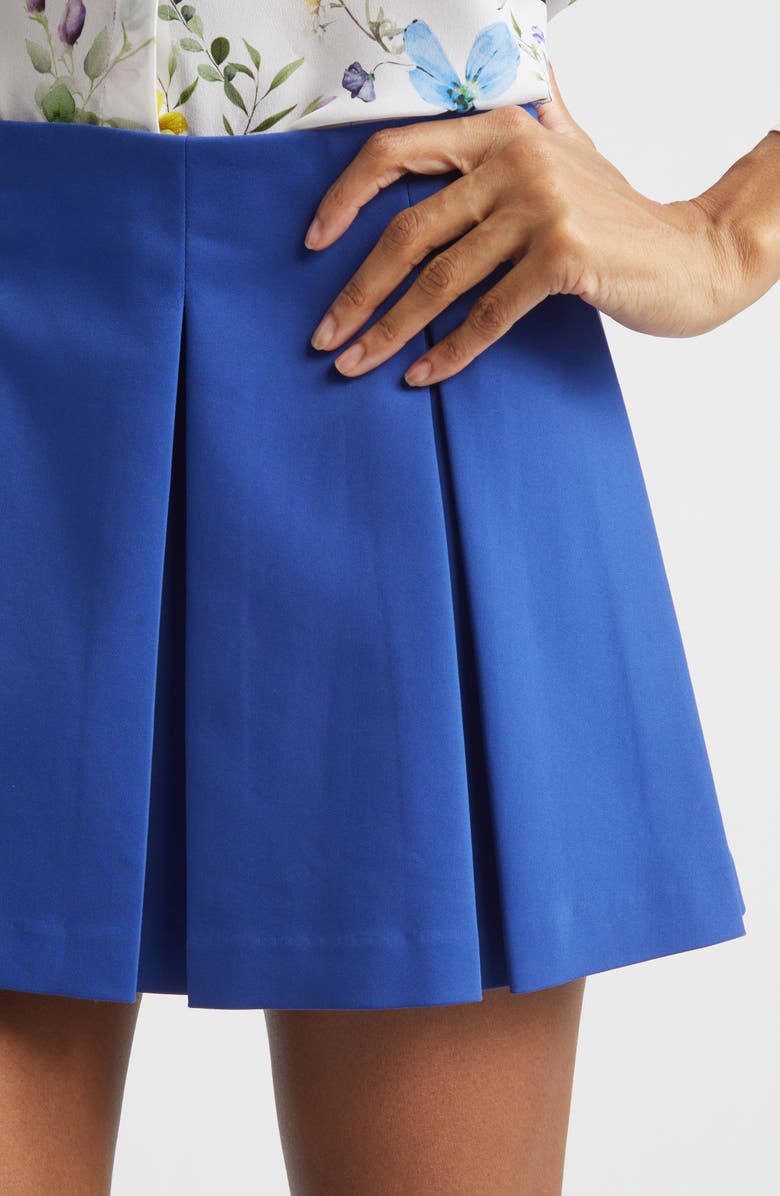 Alice + Olivia Emilie Pleat Miniskirt, Alternate, color, Twilight Blue