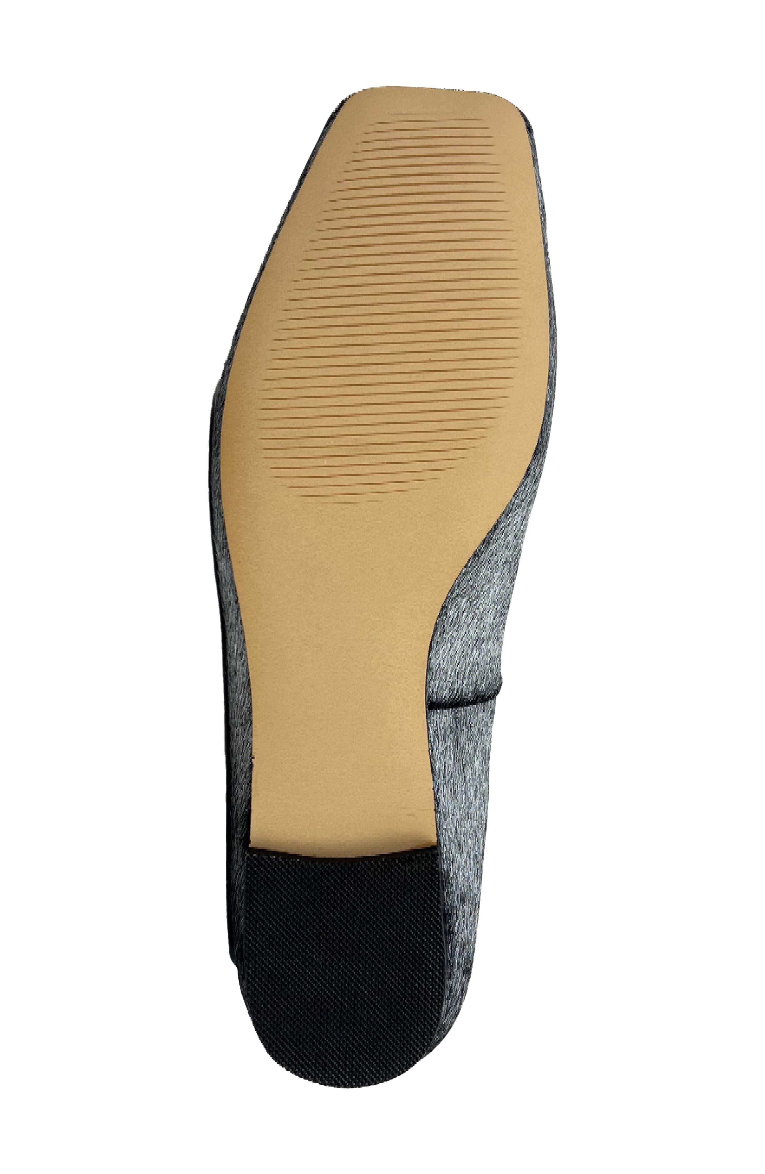 Yosi Samra Cara Metallic Calf Hair Square Toe Ballet Flat, Alternate, color, Silver Calf Hair