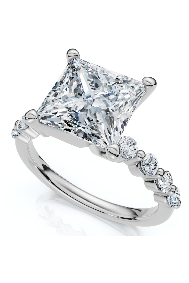 Certified Monica Princess Cut 3 1/2Ct Diamond Engagement Ring 14k Gold Lab Grown, Alternate, color, 14k White Gold