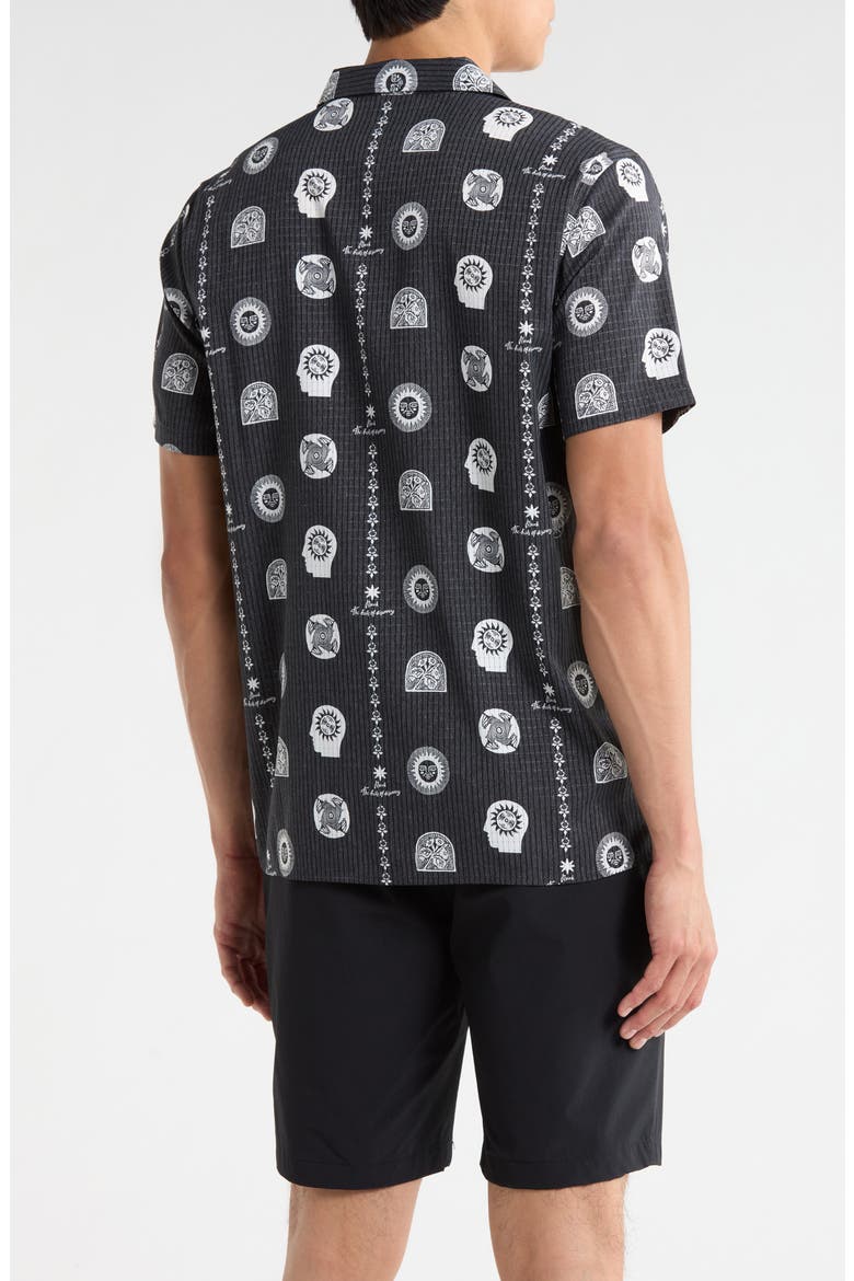 Bless Up Trail Performance Short Sleeve Button-Up Shirt, Alternate, color, BLACK PRIN