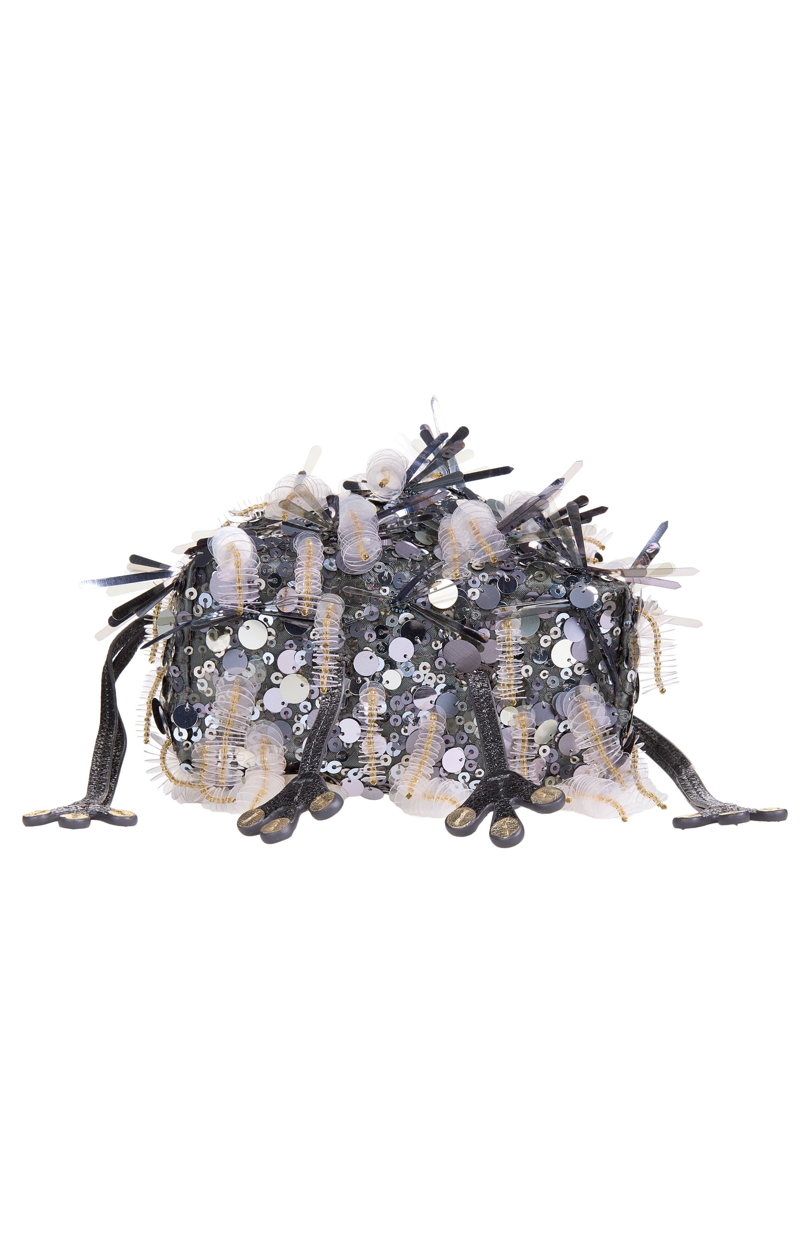 Creature Embellished Suede Crossbody Bag, Alternate, color, ANTHRACITE
