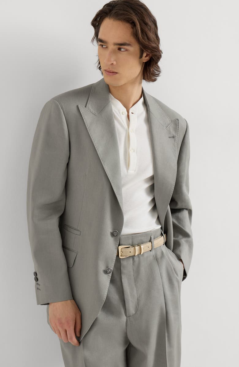Brunello Cucinelli Gabardine blazer, Alternate, color, Khaki