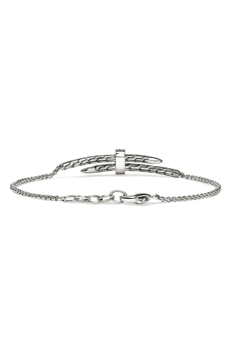 John Hardy Pavé Diamond Spear Station Bracelet, Alternate, color, Silver
