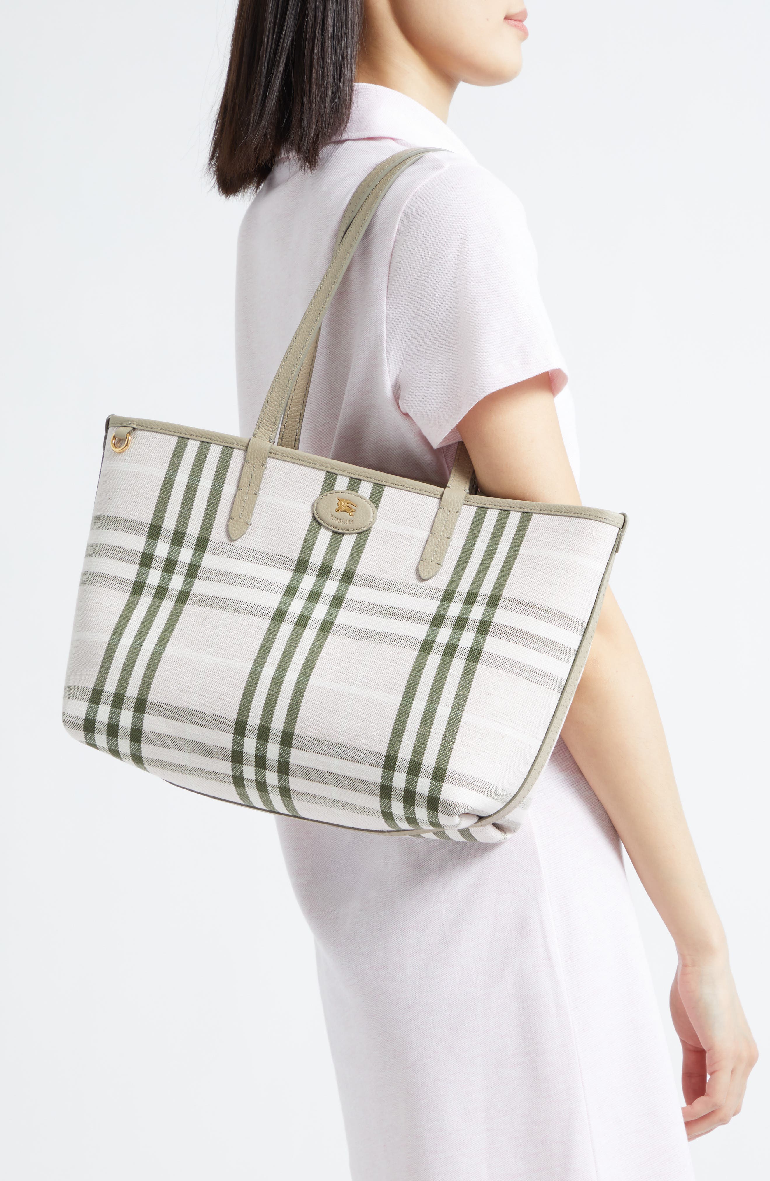 Burberry Small Reversible Bloomsbury Tote, Alternate, color, Mushroom/ Mallow Pink