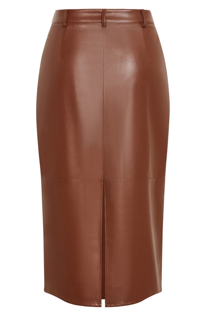 City Chic Aylani Faux Leather Midi Pencil Skirt, Alternate, color, Neutral