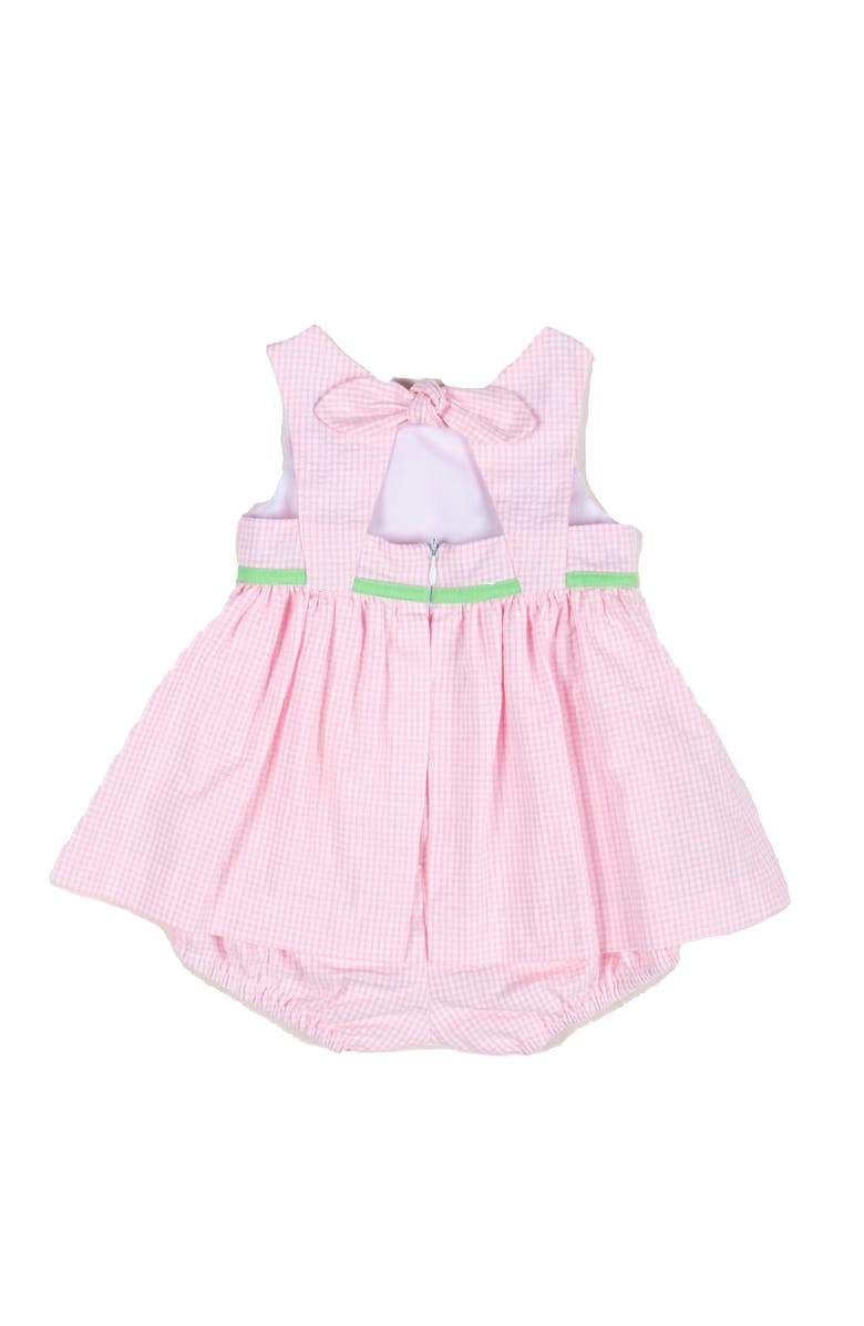 Florence Eiseman Check Seersucker Skirted Romper with Flowers, Alternate, color, Pink / White