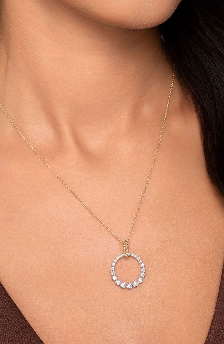 Gabriel & Co. Bujukan Diamond Circle Pendant Necklace, Alternate, color, Two Tone