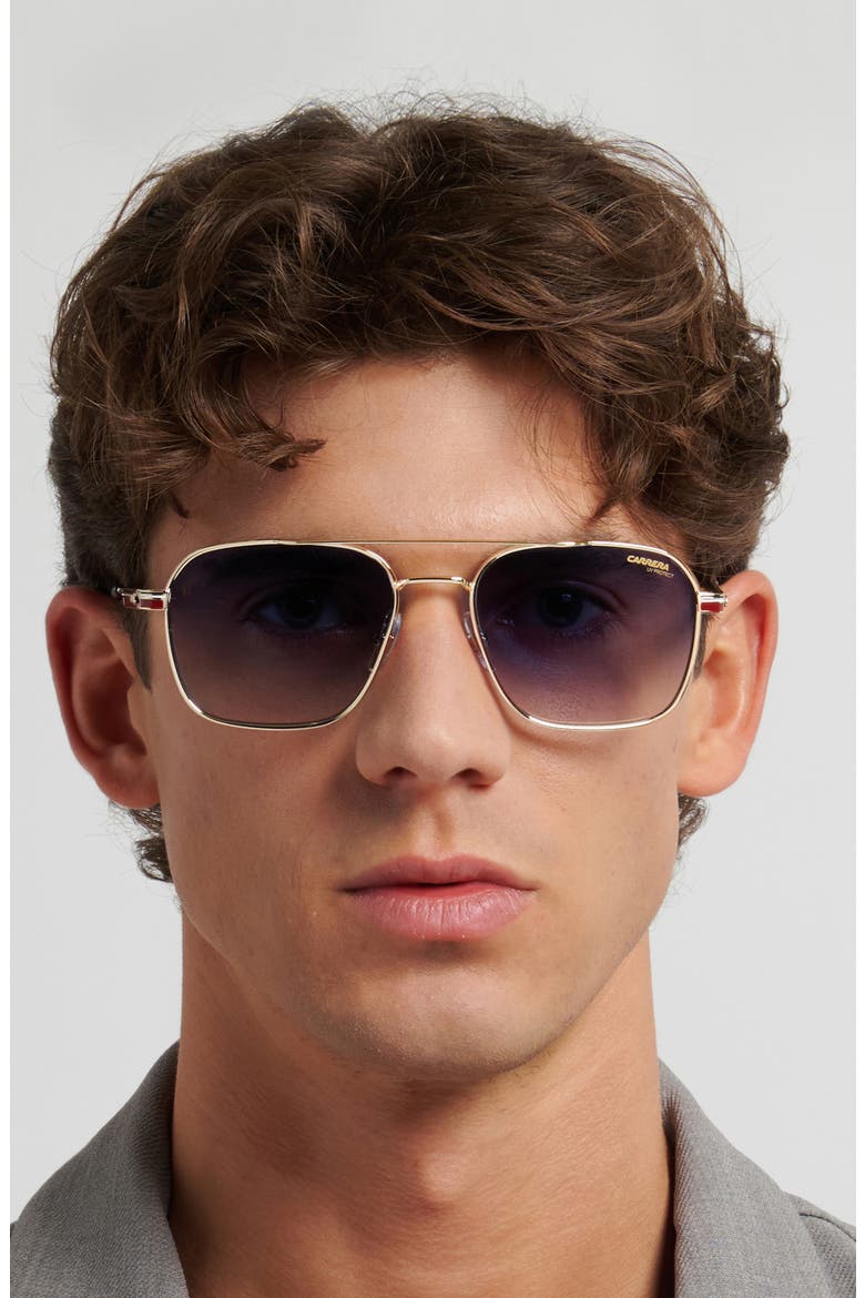 57mm Gradient Oversize Aviator Sunglasses, Alternate, color, GOLD STRIPED RED/ DK BLUE SF