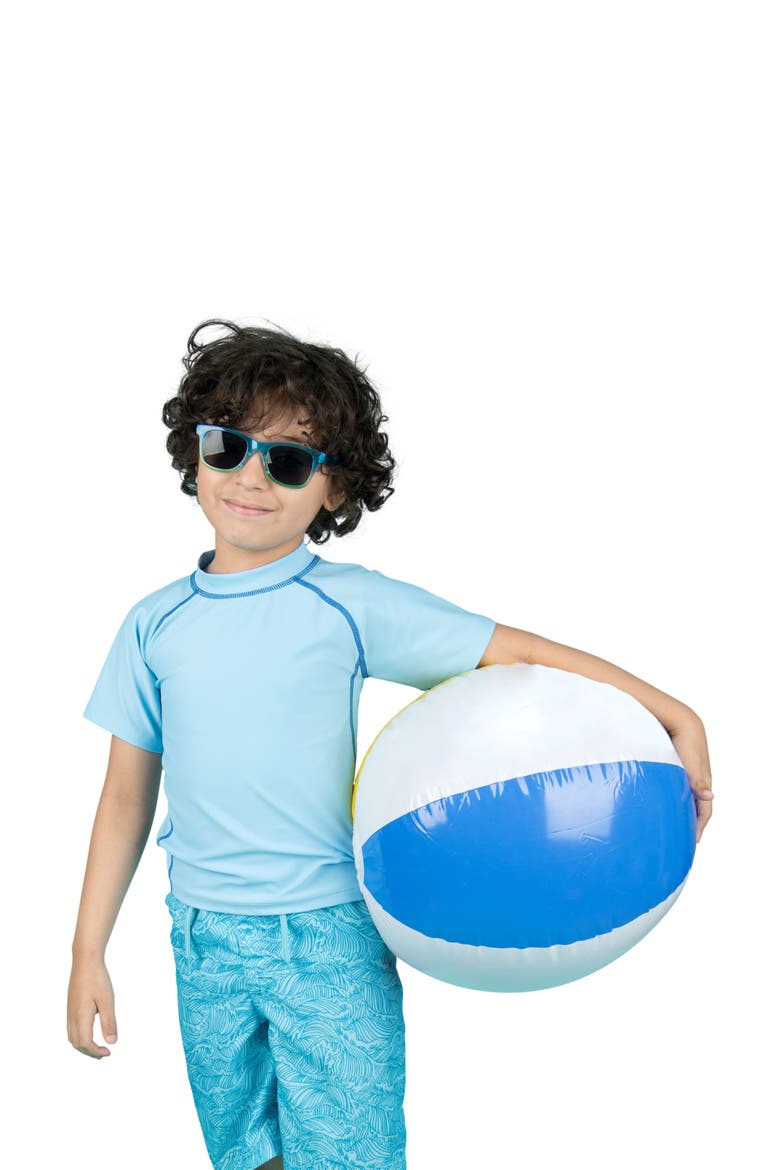 Kids Short Sleeve Rash Guard, UPF 50+ Swim Shirt, Alternate, color, BLUE