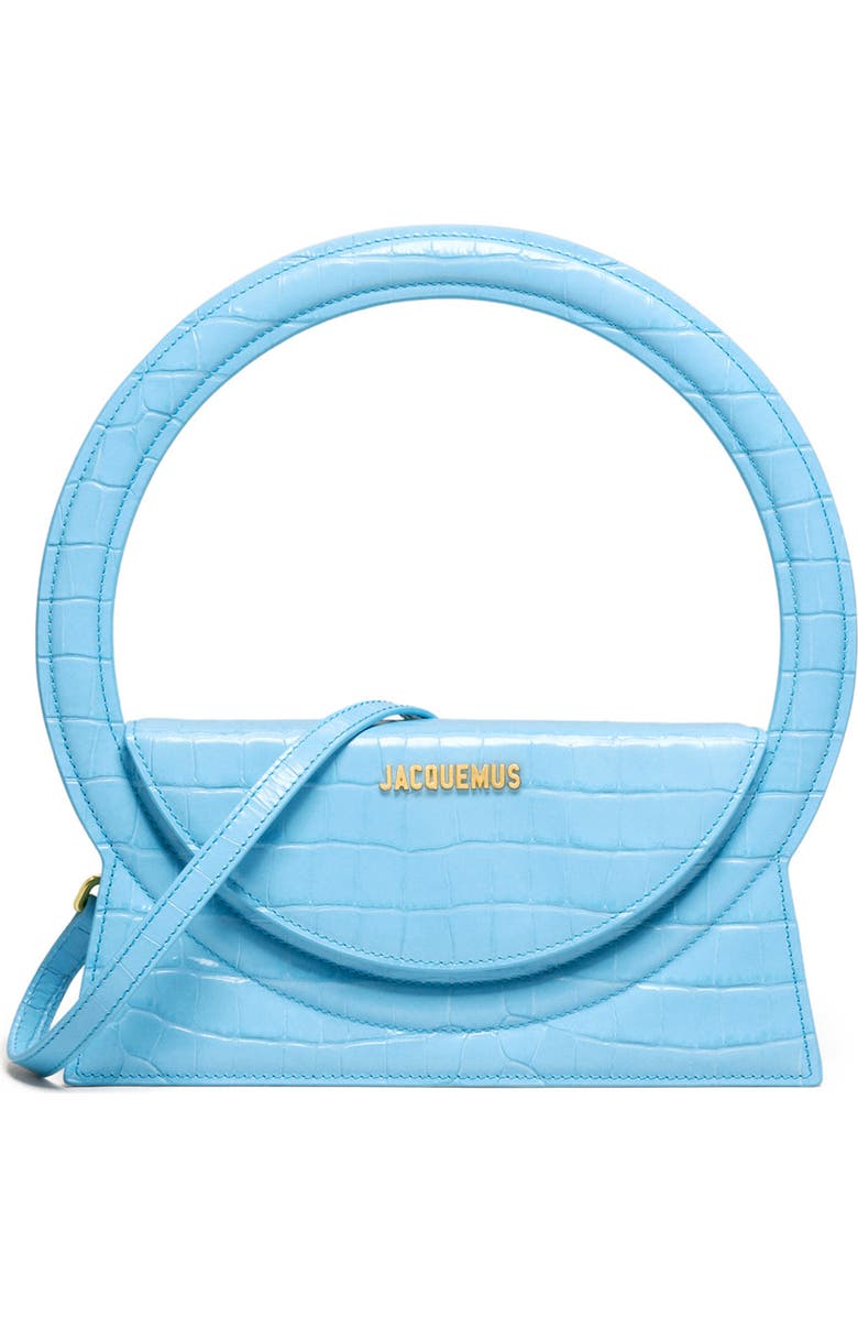 Jacquemus Le Sac Rond Croc Embossed Leather Top Handle Bag, Main, color,