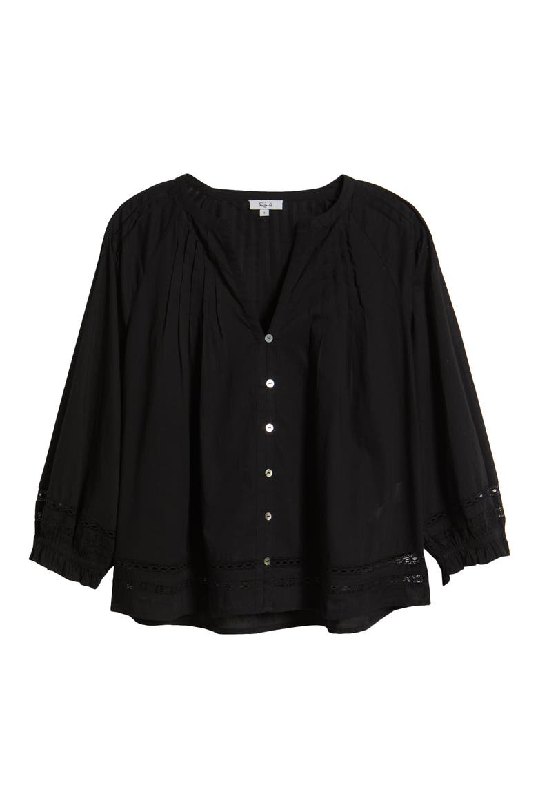 Lilah Button-Up Top, Alternate, color, BLACK