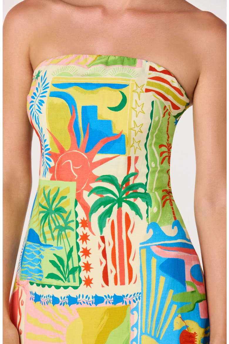 Fatima Strapless Minidress, Alternate, color, SUNSET OASIS