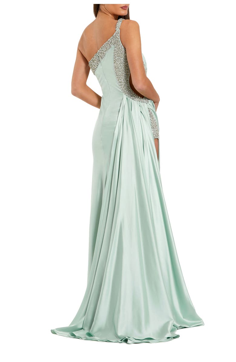 Mac Duggal One Shoulder Embellished Cut Out Slit Gown, Alternate, color, 