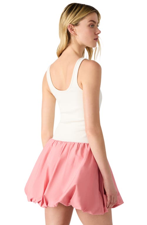 Steve Madden Linnea Mixed Media Bubble Hem Cotton Minidress