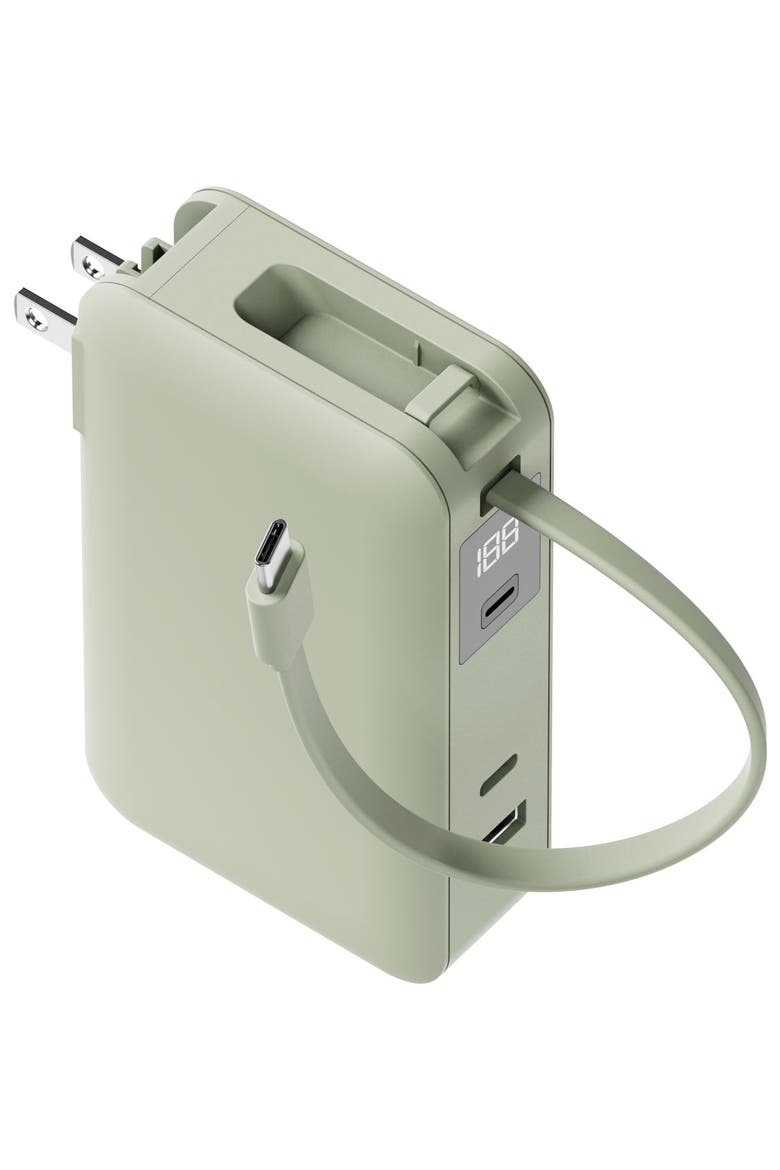 10,000 mAh Power Bank Flex with Integrated USB-C Cable 65W, Alternate, color, Green