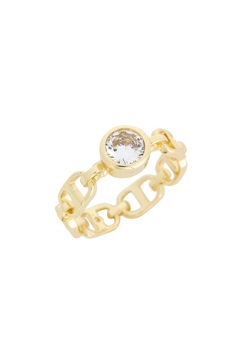 Cubic Zirconia Mariner Link Band Ring, Main, color, CLEAR / GOLD