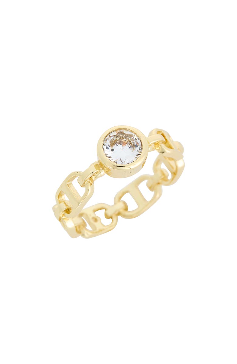 Covet Cubic Zirconia Mariner Link Band Ring, Main, color, Clear / Gold