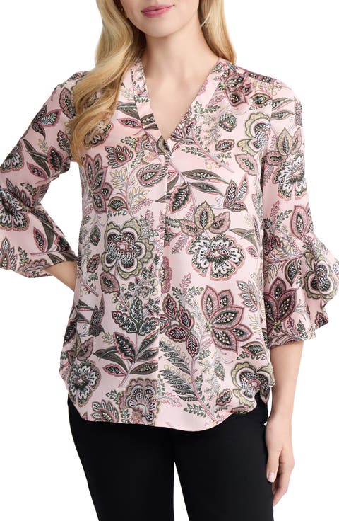 Kelly Floral Flutter Sleeve Button-Up Shirt