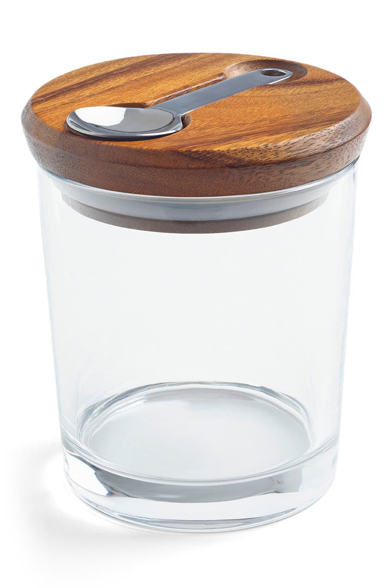 Cooper Canister with Scoop, Main, color, GLASS/ ACACIA