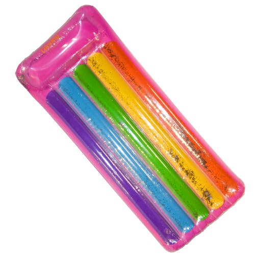 Coconut Float Glitter Rainbow Pool Lounge 68X 28 Inch Inflatable Water Raft in Multicolored  product
