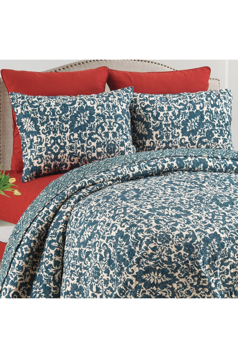 Madison Adriatic Cotton Quilt Set  - Reversible and Machine Washable, Alternate, color, Blue