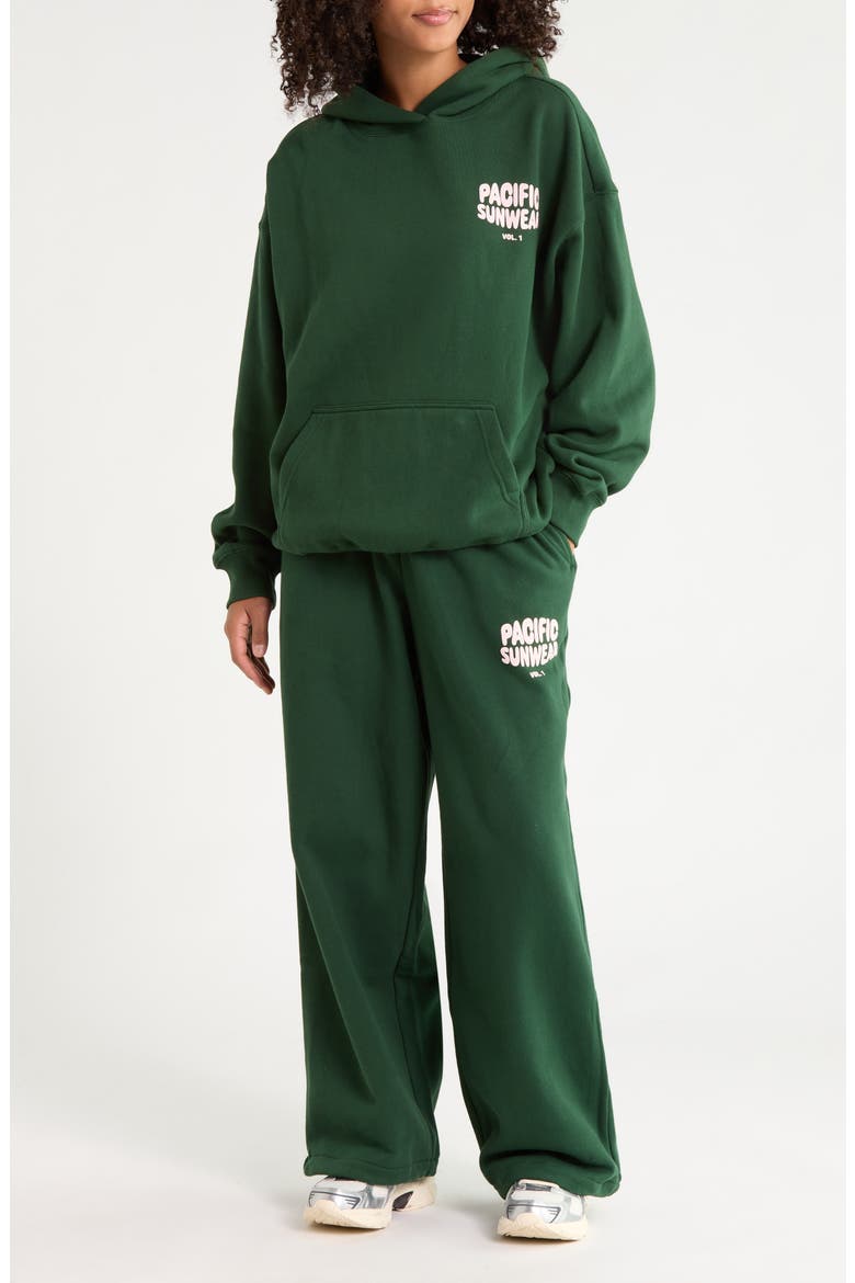 Bubble Logo Cotton Blend Hoodie, Alternate, color, GREEN