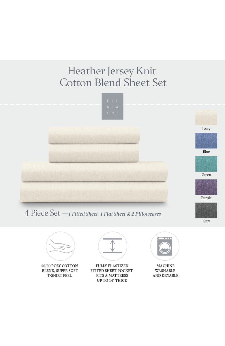 ELLA JAYNE HOME Blue Heather Jersey Knit 3-Piece Twin Sheet Set, Alternate, color, Ivory