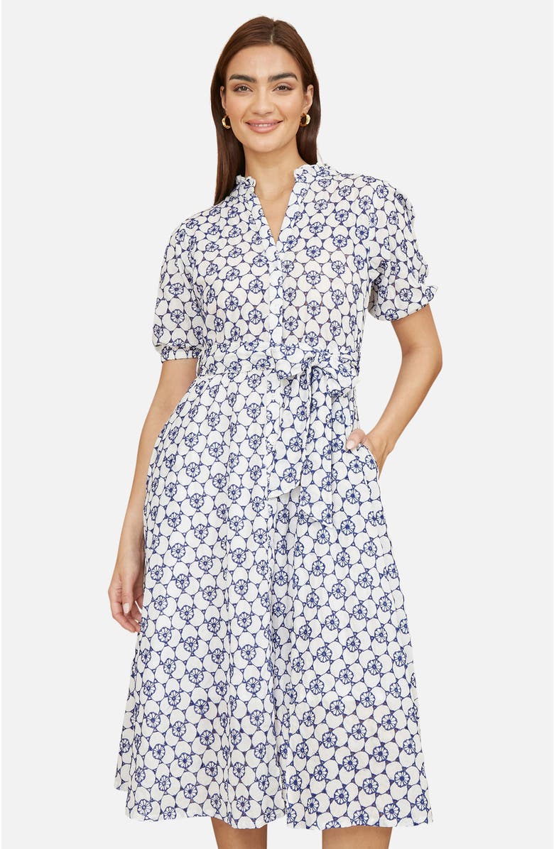 Yumi Broderie Anglaise Midi Shirt Dress, Alternate, color, Cool White
