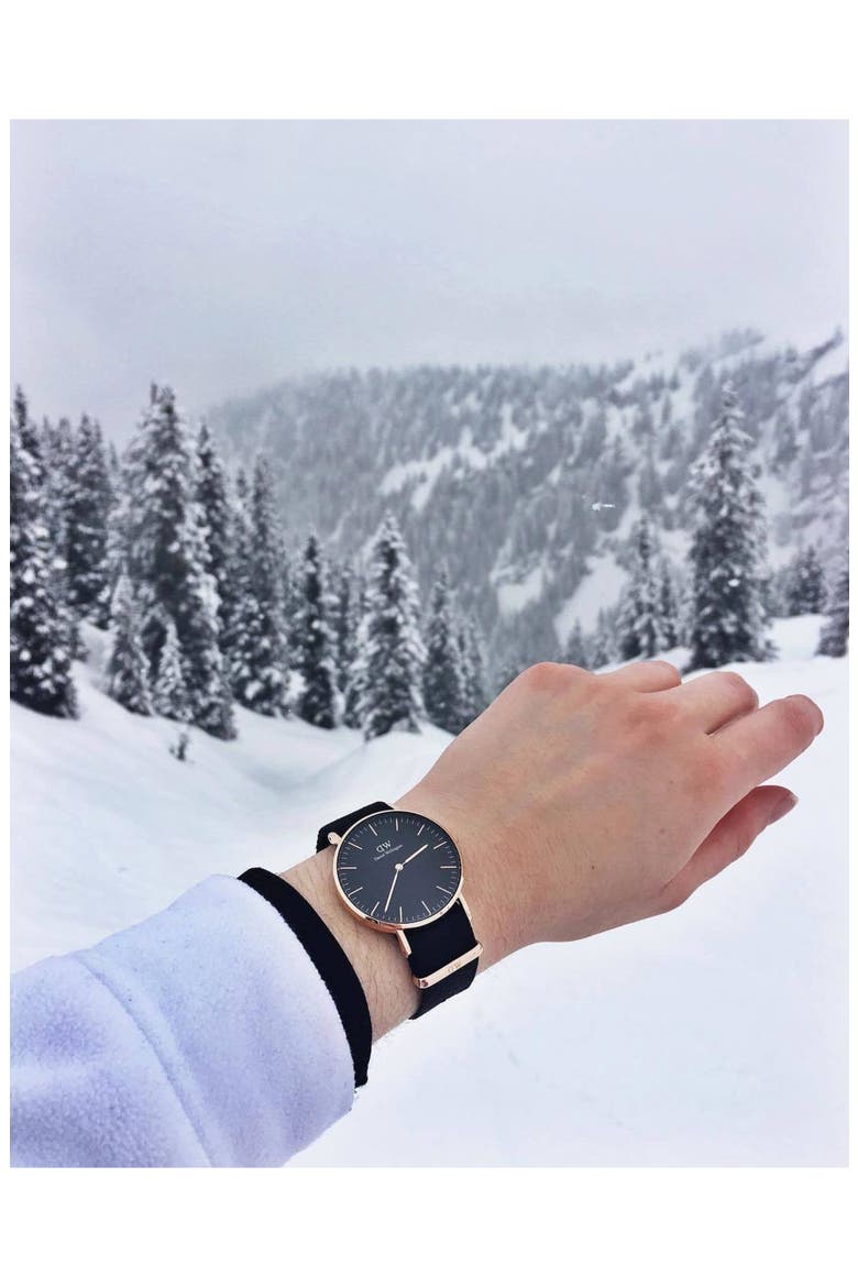 Classic Cornwall NATO Strap Watch, 36mm, Alternate, color, ROSE GOLD/ BLACK