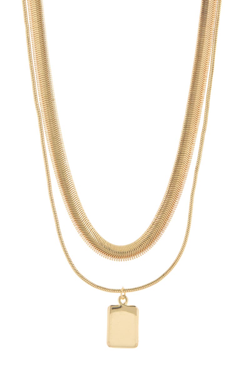 Snake Chain Collar & Pendant Layered Necklace, Main, color, GOLD