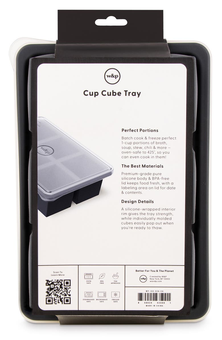 W&P Design Cup 6-Cube Freezer Tray, Alternate, color, Charcoal