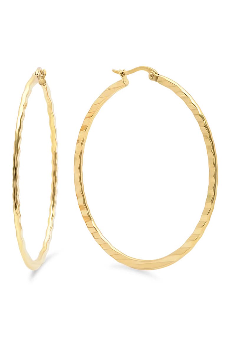 18k Gold Plated Textured Hoop Earrings, Main, color, GOLD