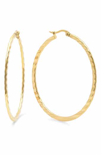 18k Gold Plated Textured Hoop Earrings