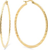 STEELTIME 18k Gold Plated Textured Hoop Earrings