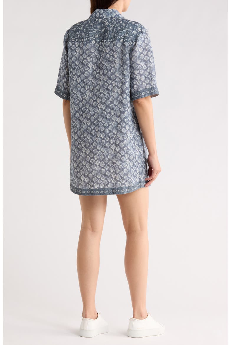 Paradise Point Short Sleeve Linen Shirtdress, Alternate, color, OCEANVIEW BLOSSOM