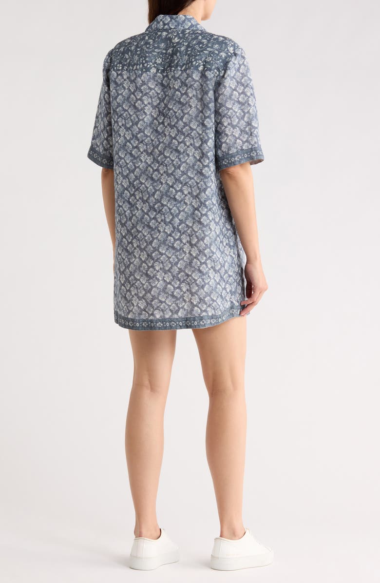 Faherty Paradise Point Short Sleeve Linen Shirtdress, Alternate, color, Oceanview Blossom