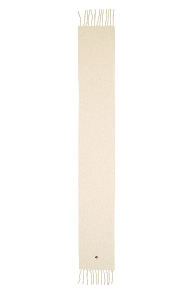Moncler Logo Patch Alpaca Blend Fringe Scarf, Main, color, Natural