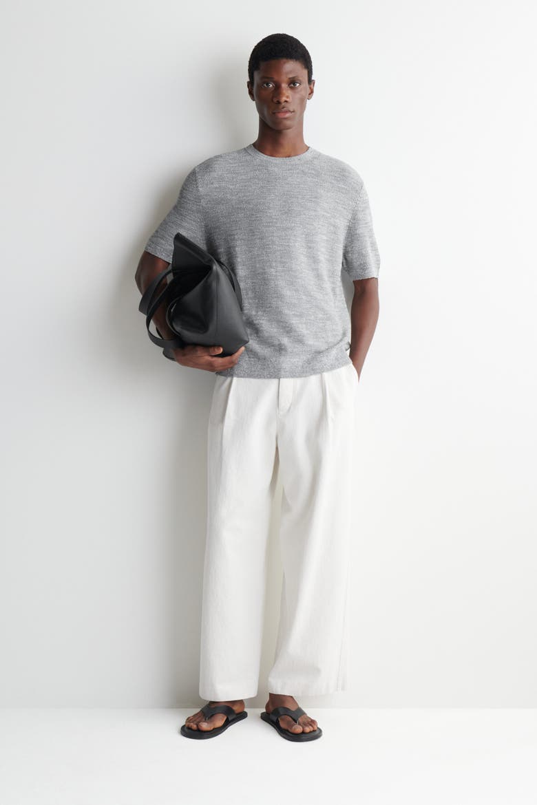 Relaxed Bouclé-knit T-shirt, Alternate, color, GRAY MÉLANGE
